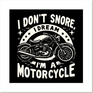 Funny Motorcycle Snoring Saying Posters and Art